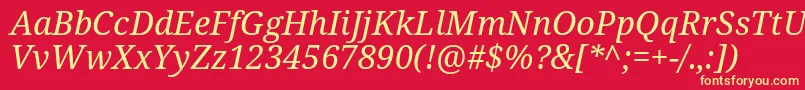 Czcionka Notoserif Italic – żółte czcionki na czerwonym tle