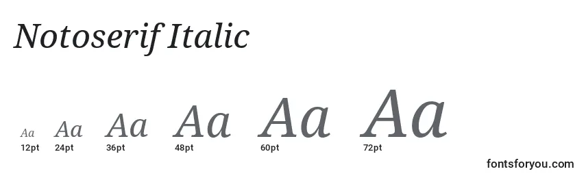 Größen der Schriftart Notoserif Italic