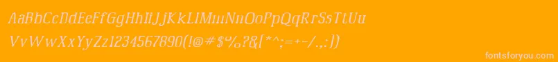 Mcfoodpoisoning6-fontti – vaaleanpunaiset fontit oranssilla taustalla