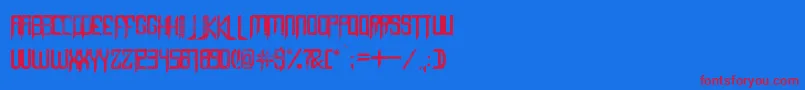 CapellaRockIiiBold-Schriftart – Rote Schriften auf blauem Hintergrund