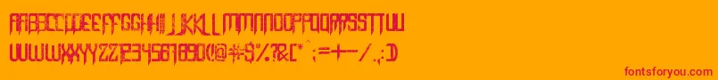 CapellaRockIiiBold-Schriftart – Rote Schriften auf orangefarbenem Hintergrund