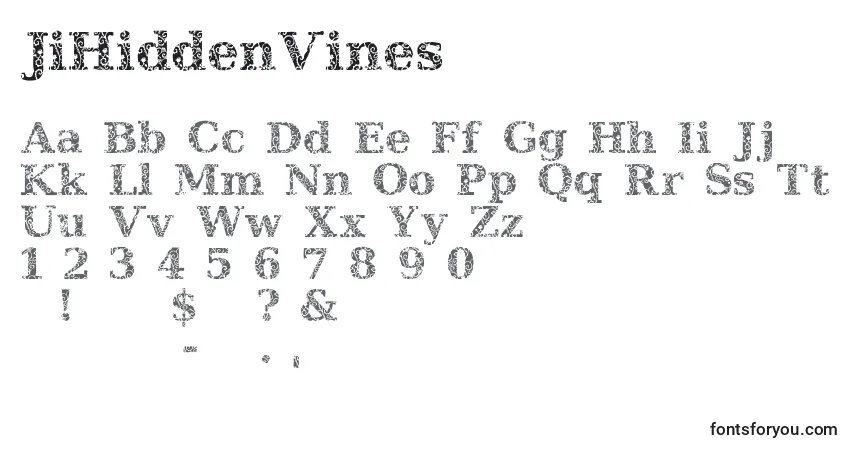 Шрифт JiHiddenVines – алфавит, цифры, специальные символы