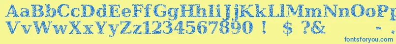 JiHiddenVines Font – Blue Fonts on Yellow Background