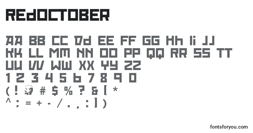 Czcionka RedOctober – alfabet, cyfry, specjalne znaki