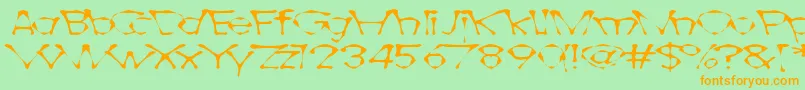 Awlscrawl-Schriftart – Orangefarbene Schriften auf grünem Hintergrund