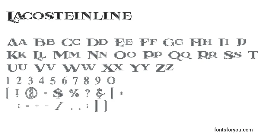 Czcionka Lacosteinline (91000) – alfabet, cyfry, specjalne znaki