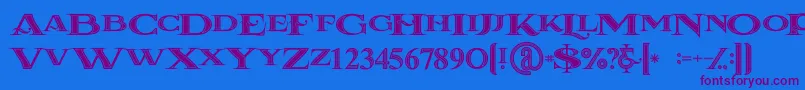 Lacosteinline Font – Purple Fonts on Blue Background