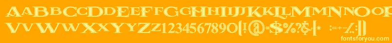 Lacosteinline Font – Yellow Fonts on Orange Background