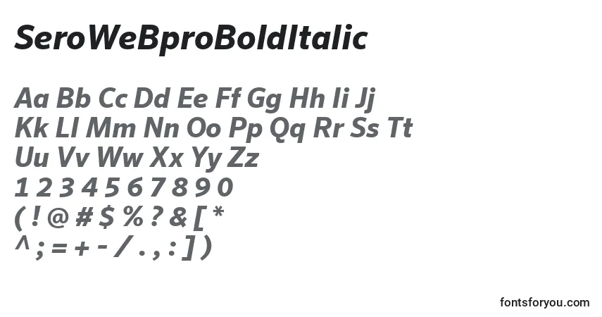Шрифт SeroWeBproBoldItalic – алфавит, цифры, специальные символы