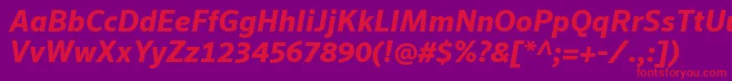 Czcionka SeroWeBproBoldItalic – czerwone czcionki na fioletowym tle