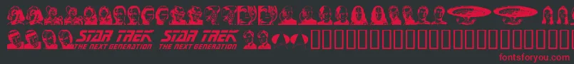 Tngcast-Schriftart – Rote Schriften auf schwarzem Hintergrund
