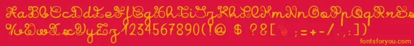フォントIcarusKharma – 赤い背景にオレンジの文字