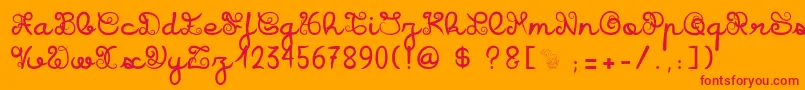 IcarusKharma-Schriftart – Rote Schriften auf orangefarbenem Hintergrund