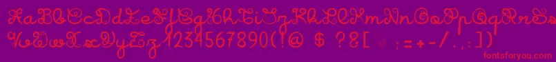 IcarusKharma-Schriftart – Rote Schriften auf violettem Hintergrund