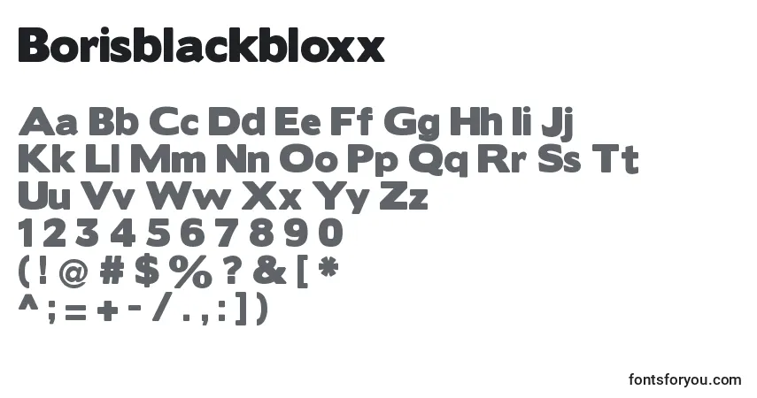 Borisblackbloxx-fontti – aakkoset, numerot, erikoismerkit