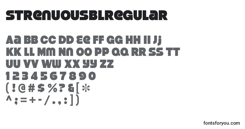StrenuousblRegular-fontti – aakkoset, numerot, erikoismerkit