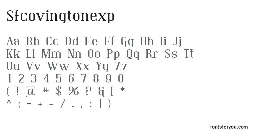 Schriftart Sfcovingtonexp – Alphabet, Zahlen, spezielle Symbole