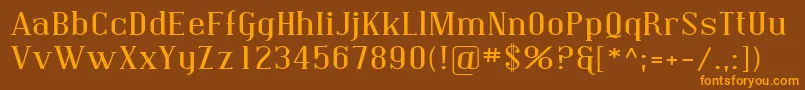 Weitere Informationen zur Sfcovingtonexp-Schriftart Sfcovingtonexp-Schriftart – Orangefarbene Schriften auf braunem Hintergrund
