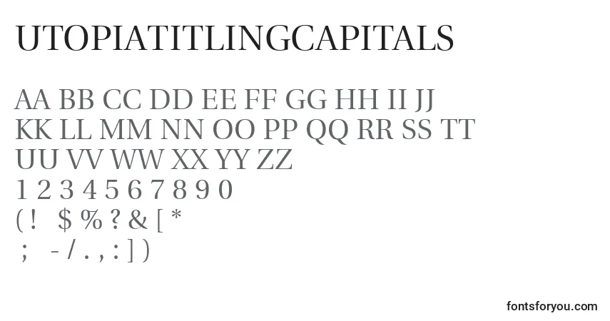 A fonte UtopiaTitlingCapitals – alfabeto, números, caracteres especiais
