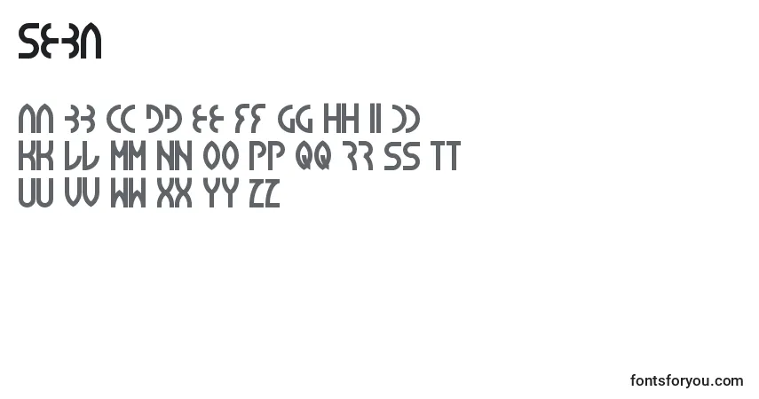 Czcionka Seba – alfabet, cyfry, specjalne znaki