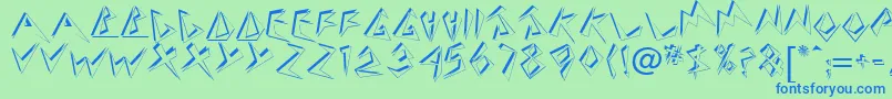 TwosieDisplayCapsSsi-Schriftart – Blaue Schriften auf grünem Hintergrund
