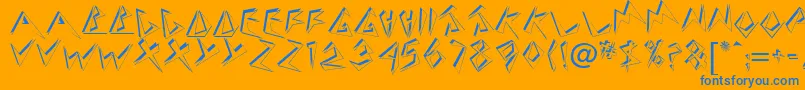 TwosieDisplayCapsSsi-Schriftart – Blaue Schriften auf orangefarbenem Hintergrund