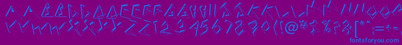 TwosieDisplayCapsSsi-fontti – siniset fontit violetilla taustalla