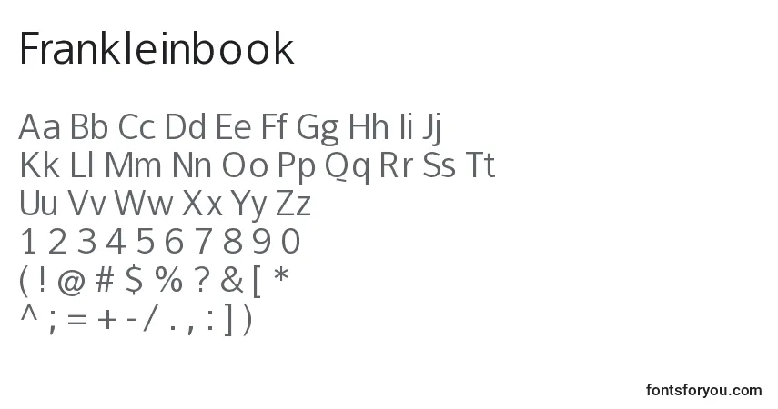 A fonte Frankleinbook – alfabeto, números, caracteres especiais