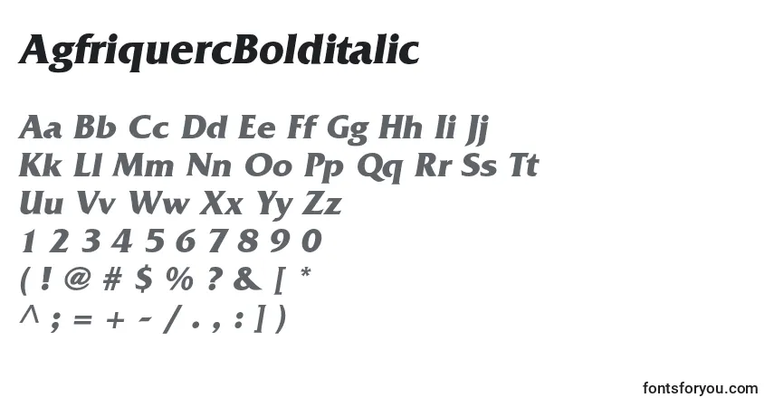 Schriftart AgfriquercBolditalic – Alphabet, Zahlen, spezielle Symbole