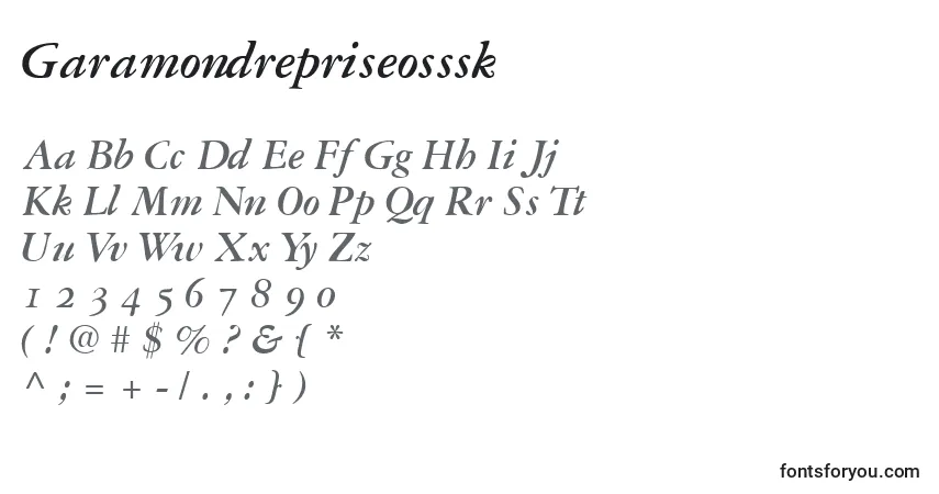 Czcionka Garamondrepriseosssk – alfabet, cyfry, specjalne znaki