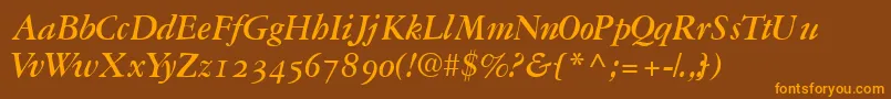 フォントGaramondrepriseosssk – オレンジ色の文字が茶色の背景にあります。
