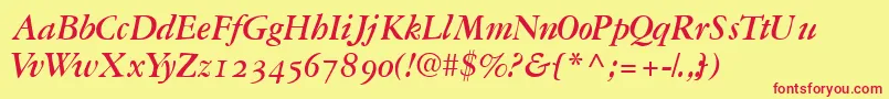 Garamondrepriseosssk Font – Red Fonts on Yellow Background