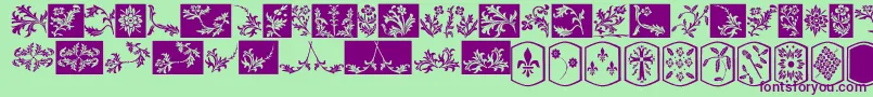 YyOldEnglishDingbats Font – Purple Fonts on Green Background