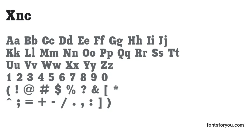 Fuente Xnc - alfabeto, números, caracteres especiales