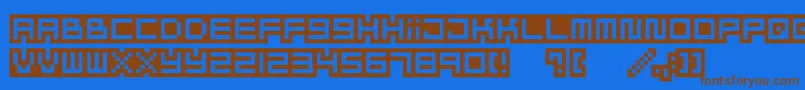 Mizufontalphabet-Schriftart – Braune Schriften auf blauem Hintergrund