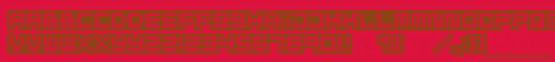 Mizufontalphabet-Schriftart – Braune Schriften auf rotem Hintergrund