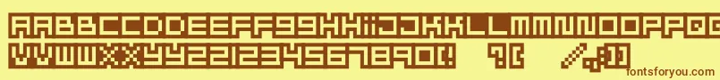 Mizufontalphabet Font – Brown Fonts on Yellow Background
