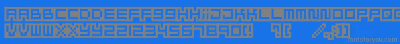フォントMizufontalphabet – 青い背景に灰色の文字