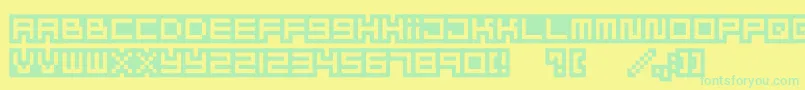 Fonte Mizufontalphabet – fontes verdes em um fundo amarelo