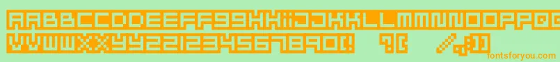 Mizufontalphabet Font – Orange Fonts on Green Background