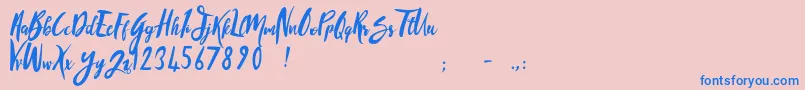 SandyliteRegular-Schriftart – Blaue Schriften auf rosa Hintergrund