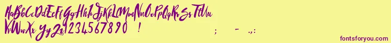 SandyliteRegular-Schriftart – Violette Schriften auf gelbem Hintergrund