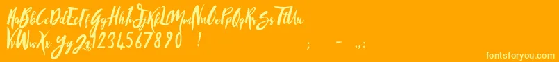 SandyliteRegular-Schriftart – Gelbe Schriften auf orangefarbenem Hintergrund