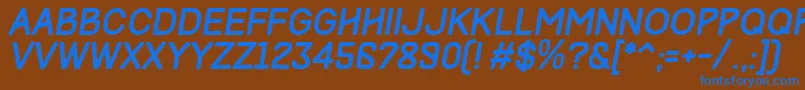 TrackItalic Font – Blue Fonts on Brown Background