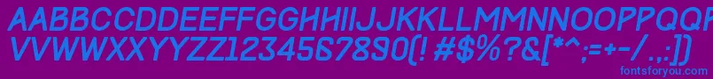 TrackItalic Font – Blue Fonts on Purple Background