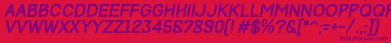 Fonte TrackItalic – fontes roxas em um fundo vermelho