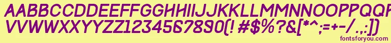 TrackItalic Font – Purple Fonts on Yellow Background