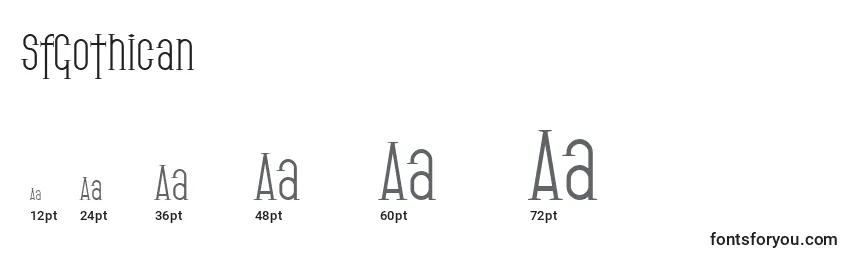 Размеры шрифта SfGothican
