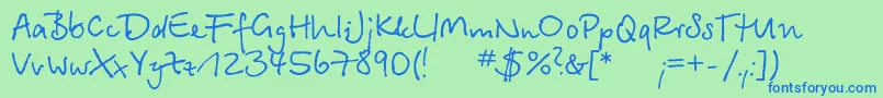Weitere Informationen zur Betina ffy-Schriftart Betina ffy-Schriftart – Blaue Schriften auf grünem Hintergrund