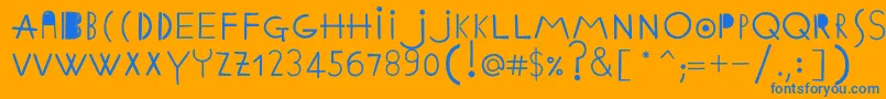 Fonte EthnicabcRegularWebfont – fontes azuis em um fundo laranja